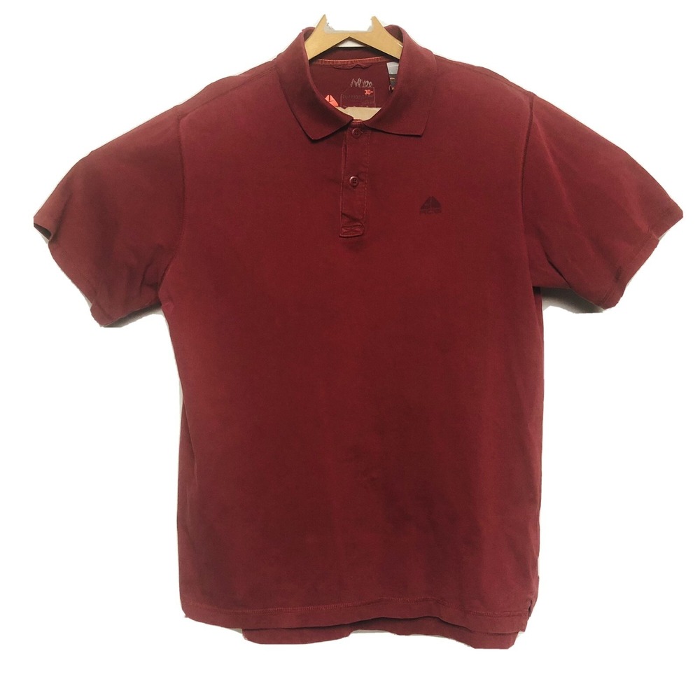 Nike ACG Red Short Sleeve Cotton Polo Shirt with 30+ Sun Protection Size Large